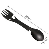 ReiseBesteck Vielzweck – Kompaktes 5-in-1 Edelstahl-Campingwerkzeug | Essbesteck mit Flaschen- & Dosenöffner | 55 g Outdoor-Besteck