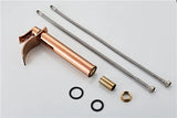 ROSEVANTA Wasserfall Waschbeckenarmatur Roségold – Einhebelmischer aus Messing | Breiter Auslauf | Luxuriöses Bad-Design