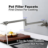 ChefLine Wandfüllarmatur – Klappbare Topfbefüllarmatur aus Messing | Schwenkbarer Küchenwasserhahn | Platzsparende Wandarmatur mit Keramikventil