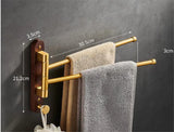 NordicGold WoodFold Handtuchhalter Wand – Holz & gebürstetes Gold | Klappbar | Kompakt & modern