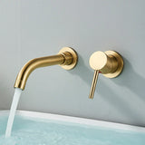 LuxRotate Waschbeckenarmatur Gold – Wand Wasserhahn Messing | 360° Schwenkbar | Minimalistisches Bad Design