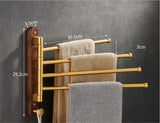 NordicGold WoodFold Handtuchhalter Wand – Holz & gebürstetes Gold | Klappbar | Kompakt & modern