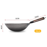 IronFlame Pro Reineisen-Wok handgeschmiedet mit Holzgriff für Gasherde | authentische Wokpfanne ohne Beschichtung | langlebiger Profi-Eisenwok für gesundes Kochen
