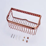 ROSELVIA Duschablage 300 mm Roségold – Wandkorb aus Messing | Badregal Stabil | Elegante Aufbewahrung