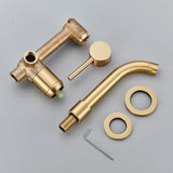 LuxRotate Waschbeckenarmatur Gold – Wand Wasserhahn Messing | 360° Schwenkbar | Minimalistisches Bad Design