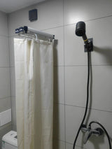 AquaFold Komfort Duschvorhang Set – Faltbares Magnetsystem mit Teleskopstange | Wasserdicht | Ohne Bohren Montage