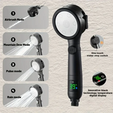 AquaGlow Smart LED-Duschbrause mit Temperaturanzeige – Digitale Hochdruck-Handbrause | Wassersparend | 4 Strahlarten