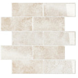 StoneLuxe Subway Wandfliesen selbstklebend – Beige Steinoptik Backsplash für Küche & Bad | Glanzfinish | Einfache Renovierung