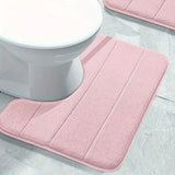 VeloraSoft WC-U-Badematte aus Mikrofaser – rutschfester und schnelltrocknender Badezimmerteppich | saugfähig, weich & hygienisch | modernes Streifendesign für Toilette und Bad