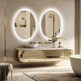 AureaGlow Design-LED-Badspiegel rund rahmenlos – 60×80 cm | Touch-Steuerung | Dimmfunktion | Antibeschlag | Farbwechsellicht