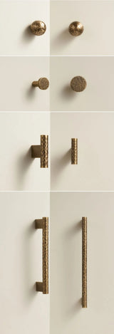HAMMERA Messing Möbelgriff 128 mm – Gehämmertes Design | Antik Bronze & Mattgold | Handgefertigter Schrankgriff
