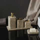 MarmoraImperial Badaccessoires Set Naturmarmor – 7-teiliges Badezimmer Set | Exklusive Eleganz | Hochwertige Spa-Ausstattung