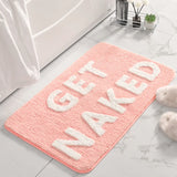 FLUFFORA Get Naked Badematte – Shaggy Mikrofaser Teppich 50×80 cm | Rutschfest & Extra Weich | Modernes Statement Design