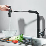 FlexFlow Elite Küchenarmatur mit Ausziehbrause – 6 Strahlarten | 360° Schwenkbar | Edelstahlarmatur Gunmetal | Warm- & Kaltwasser