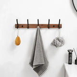Lignora Wandgarderobe mit 5 Haken – Schwarze Holzgarderobe für Flur & Bad | Platzsparend | Stilvolle Aufbewahrungslösung
