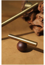 NATUROX Möbelgriff mit Holzakzent 128 mm – Bronze Metallgriff mit Walnussholz | Moderner Schrankgriff | Warme Designoptik