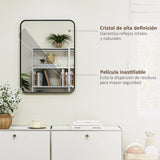NoiraLux Badezimmerspiegel mit schwarzem Metallrahmen 60x80 cm – rechteckiger Wandspiegel | vertikal oder horizontal montierbar | modernes Design mit HD-Silberglas
