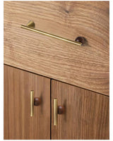 NATUROX Möbelgriff mit Holzakzent 128 mm – Bronze Metallgriff mit Walnussholz | Moderner Schrankgriff | Warme Designoptik