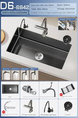 NoirCascade Pro Unterbau-Küchenspüle mit Wasserfallarmatur – Schwarze Edelstahl-Einbauspüle | 3 mm Stärke | Luxus-Design für moderne Küchen