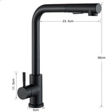 NoirFlow Design-Küchenarmatur mit Ausziehbrause – 360° Schwenkfunktion, Zwei Strahlarten & Mattschwarzes Edelstahl-Finish