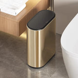 EleganzaPress Bad-Abfalleimer 7L Edelstahl – Druckdeckel Mülleimer | Hygienisch & Geruchsarm | Platzsparendes Design
