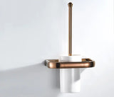 LAVARELLE Roségold WC-Bürstenhalter Wand – Messing Toilettenbürste mit Keramikbecher | Hygienisch & Platzsparend | Elegantes Badzubehör