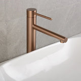 LuxTall Waschbeckenarmatur Gold – Edelstahl Wasserhahn Hoch | Gebürstetes Finish | Einhebel Mischbatterie