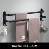 NeroLine Wand-Handtuchhalter Schwarz – Aluminium Handtuchstange | Rostfrei | Platzsparendes Design