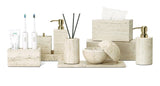 TerraViva Travertin Badaccessoires Set – Naturstein Badezimmer Set | Exklusive Spa-Optik | Stilvolle Organisation