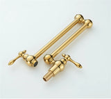 ImperialFlow Luxus-Wandarmatur mit ausziehbarem Topffüller – Schwenkbare Küchenarmatur in gebürstetem Gold | Faltbarer Pot-Filler aus massivem Messing | Elegante Herdarmatur für direktes Befüllen