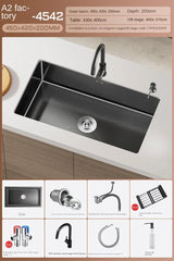 NoirCascade Pro Unterbau-Küchenspüle mit Wasserfallarmatur – Schwarze Edelstahl-Einbauspüle | 3 mm Stärke | Luxus-Design für moderne Küchen