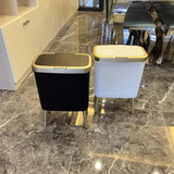 Luxora Slim Design-Mülleimer mit Deckel – schlanker Abfalleimer für Bad, Schlafzimmer und Küche | geruchsdicht, haustiersicher & modern mit goldenen Akzenten