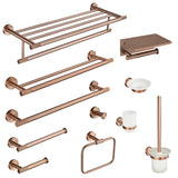 AURORA VIVÉRA Roségold Badset – 6-teiliges Badezimmer Zubehör Set | Gebürstetes Design | Komplett & Langlebig