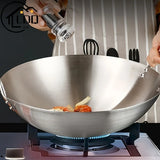 ProCook Edelstahl-Wok mit Doppelgriffsystem – Großvolumiger Profi-Wok | Unbeschichteter Kochwok für gleichmäßige Hitzeverteilung | Robuster Küchenwok für intensives Braten & Schmoren