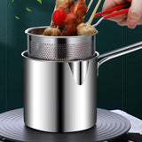 NipponFry Pro 304 Edelstahl-Tempura-Fritteuse mit Abtropfkorb – Tiefes Ölspar-Frittierpfannen-Set im Japan-Stil | Energieeffiziente Profi-Frittierlösung für knusprige Speisen