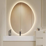 LumoVire LED Badezimmer- und Schminkspiegel unregelmäßige Form mit Touch-Steuerung – beleuchteter Wandspiegel | rahmenloses Design | moderne Smart-Beleuchtung für Bad und Wohnräume