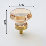 CRYSTELLA Möbelknopf Kristall Champagner – Schrankknopf mit Goldbasis | Glamour Design | Elegantes Möbel-Upgrade