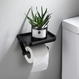 AurumShelf Design Toilettenpapierhalter mit Ablage – Wandmontage aus Aluminiumlegierung | Modernes Badaccessoire | Handyablage integriert