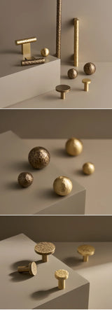 HAMMERA Messing Möbelgriff 128 mm – Gehämmertes Design | Antik Bronze & Mattgold | Handgefertigter Schrankgriff
