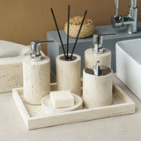 NATURAVITA Badezimmer-Set Travertin Beige – Naturstein Badaccessoires | Spa Design | Zeitlose Eleganz