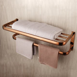 Monoria Premium Badaccessoire Set Roségold 5-teilig Wandmontage aus Massivmessing – Luxus Badezimmer Komplettset | Elegantes Hotel-Design für stilvolle Badgestaltung | Korrosionsbeständige Sanitär-Accessoires