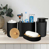 AquaNero Design Badaccessoire-Set 4-teilig – Schwarze Badezimmerausstattung aus Kunststoff | Modernes Ordnungs-System | Pflegeleicht & Stilvoll