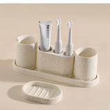 NATURIA Wabi-Sabi Badezimmer-Set – Naturstein Accessoires | Minimalistisches Spa Design für Bad & Hotel