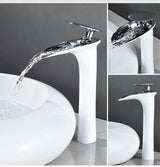 AquaSilva Wasserfall Waschtischarmatur Einhebelmischer – Weiße Mischbatterie | Sanfter Wasserfluss | Modernes Badezimmerdesign