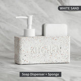 CleanDock Küchen Seifenspender Set – Spülmittelspender mit Schwammhalter | Ordnungssystem | Platzsparende Spüllösung