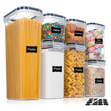 Premium Lebensmittelbehälter Set 7 Stück – Luftdichte Vorratsboxen BPA Frei | Küchen Organizer mit Etiketten
