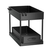 FlexiStore 2-stufiger Unterschrank-Organizer – Ausziehbares System mit Körben, Haken & Bechersystem