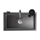 NoirCascade Pro Unterbau-Küchenspüle mit Wasserfallarmatur – Schwarze Edelstahl-Einbauspüle | 3 mm Stärke | Luxus-Design für moderne Küchen