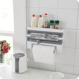 KüchenPro Wandorganizer 4-in-1 – Rollenhalter mit Folienschneider & Ablage | Selbstklebend | Platzsparende Küchenlösung