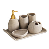 SCANDORA Badezimmer Set Resin – 4-teiliges Badaccessoire Set | Nordisches Design | Stilvolle Organisation